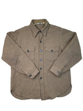 Camicia vintage anni 80 Woolrich flanella bottoni uomo taglia L marrone lana spessa tweed USA