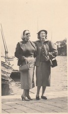 B2 - Foto Photo Fotografia Fotocartolina Anni 40 - Coppia Donne Mare Porto