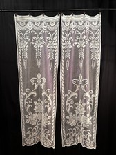 Antiche Tendine Tende Coppia Filet 175x55cm Circa