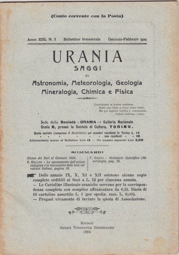 Urania rivista 1924 anno - rivista,,
