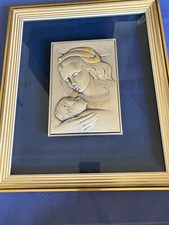 QUADRO SACRO OTTAVIANI  LASTRA ARGENTO 925  SU CRISTALLO 36 X 30