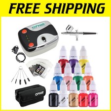 Portable Nail Airbrush Kit with 12 Paints & Stencils