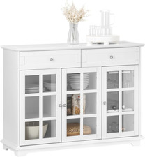Mobile Da Cucina Isola Cucina Con Anta in Vetro Credenza Buffet Bianco119X40X90C