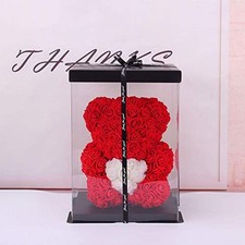 orso orsetto fatto di rose roselline rosse, nuovo in scatola regalo con fiocco.