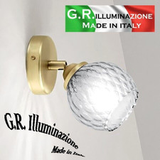 APPLIQUE MODERNA IN VETRO CRISTALLO LAMPADA DA PARETE OTTONATA OPACA BAGNO Vale