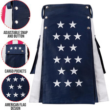 Kilt uomo bandiera americana ibrido patriottico vita taglie dalla 28" alla 62"