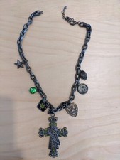 Collana con croce e brillanti catena cubana di 50 cm