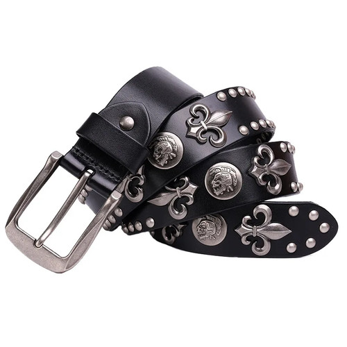Cintura vera pelle punk