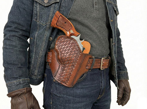 Leather belt holster - belt, fits