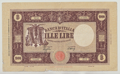 1000 lire grande - lire, fascio