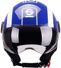 CASCO DEMI JET SPARCO SP 601 BLU BIANCO LUCIDO SCOOTER MOTO STRADA CITY