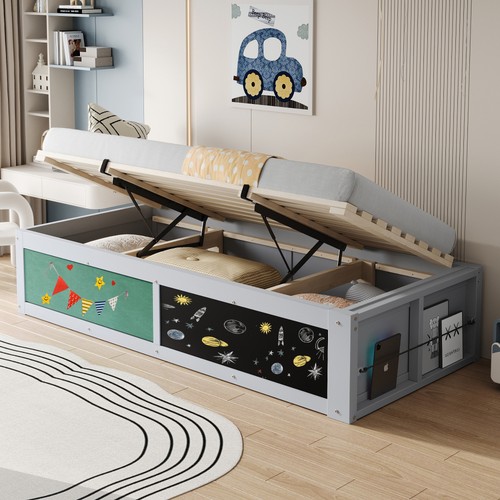 Letto soppalco grigio 90x200 - letto,