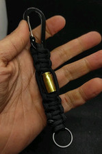 Portachiavi In Paracord 550 Black Con Bossolo 9x21   Con Moschettone 