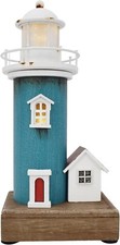 8.5" H Wood Lighthouse Decor