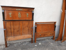 LETTO IMPERO 1 PIAZZA - NOCE CON FREGI IN OTTONE - COMPLETO - FINE '800 EMILIA