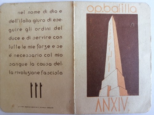 Tessera del ventennio anno - tessera,