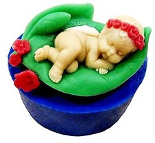 Stampo in silicone a forma di angelo in una foglia candele resina gesso K.21229