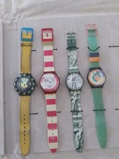 Lotto 4 Stock Orologi Da Polso Swatch Anni 90 vintage Scuba Watch Swiss Orologio