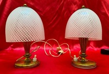 ❤️ coppia lampade tavolo abat jour CARLO SCARPA RETICELLO VINTAGE VENINI MURANO