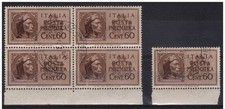 LUOGOTENENZA 1945 PNEUMATICA c. 60 n° 16 BLOCCO DI 4 + SINGOLO USATI BDF € 20,00