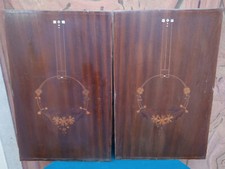 Coppia Pannelli decorativi in mogano intarisiati, elementi in madreperla 36x57,5