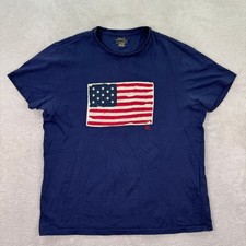 Polo Ralph Lauren uomo grande bandiera americana t shirt girocollo blu cotone casual