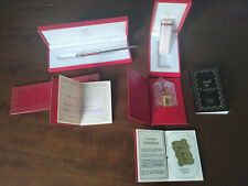 Les Must de Cartier completo abbinato penna ed accendino argento ed oro placcati