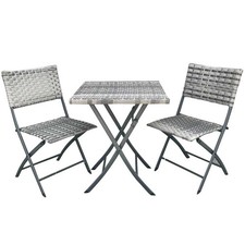 Set Pieghevole Tavole e Sedie Arredo Giardino Simil rattan x Esterno Polyrattan