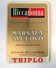 VECCHIA ETICHETTA MARSALA  ALL'UOVO - RICCADONNA   PRIMI 900