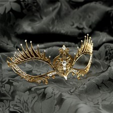 Maschera Veneziana Originale, Metallo e Pietre Preziose Swarovski Made in Italy