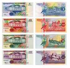 SURINAME - Lotto - 5 / 10 / 25 / 100 Gulden 10.02.1998 P.136b 137b 138b 139b UNC