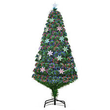 HOMCOM Albero di Natale artificiale innevato 150cm in fibra ottica, 21 luci LED