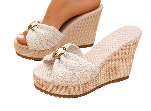 Sandali con zeppa beige - beige,