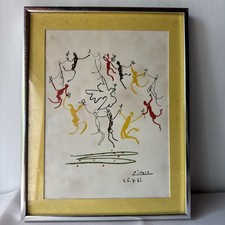 Picasso Vintage "La Ronde" Riproduzione Incorniciata - Figure Danzanti e Colomba - 1961