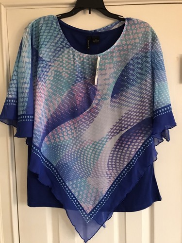 Top fazzoletto stampa blu con
