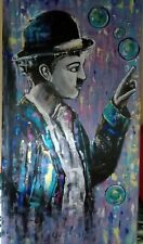 Charlie Chaplin, quadro moderno dipinto a mano, Charlot , pannello decorativo 