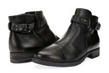 Stivali donna KHRIO in pelle nera taglia 40 con cinturino alla caviglia e fibbia NUOVI! 228968