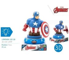 Disney CAPITAN AMERICA Luce Notturna 3D Portatile Comodino BAMBINI Avengers