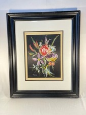 Quadro floreale su raso nero