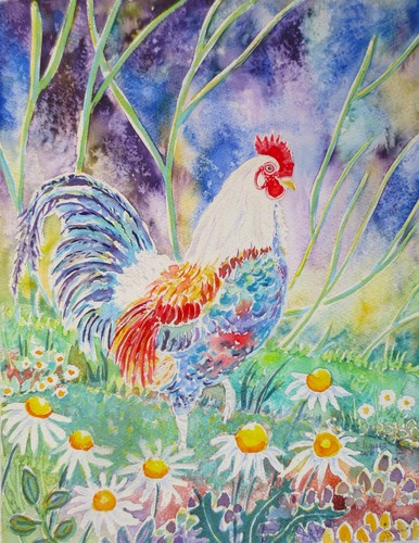Gallo 24x32 fiori - , uccellini
