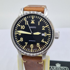 Aristo Uomo Orologio da Polso 42mm Vintage Pilota Automatico Acciaio Inox 7H102