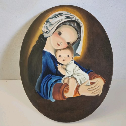 Quadro ovale vintage - , madonna
