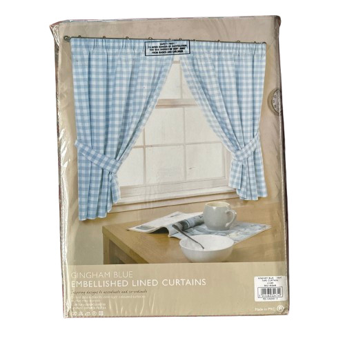 Tende foderate gingham blu - tende,
