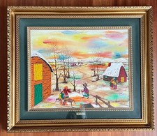 Dipinto paesaggio Naif su tela 40x50 cm Autore "Renato Sarti"