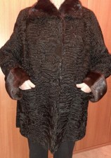 GIACCA DI PERSIANO NERO CON COLLO E POLSINI IN VISONE - TG. 50