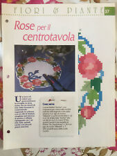 Schema punto croce Ricamo Fiori e piante  Rose rosa per centrotavola