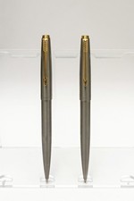 Penne a sfera (coppia) PARKER 75 in acciaio spazzolato e finiture placcate oro