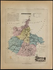 1880 - Carta Antica Ardennes -