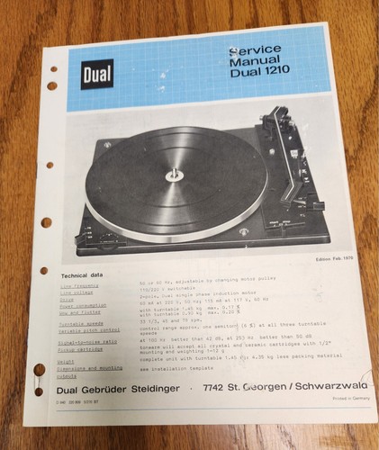 Manuale servizio giradischi - servizio,