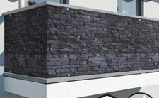 Telo frangivista in nylon per balcone con pietre grigie e nere, ardesia finta
